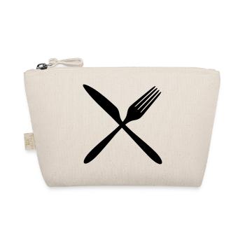 logo kreuz x gabel messer besteck essen gehen hung - Bio-Täschchen - Natur - Vorne