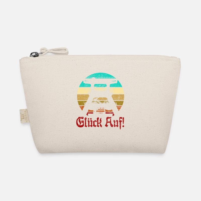 Retro Sunset Glück Auf! Vintage Bergbau Logo Zeche - Bio-Täschchen - Natur