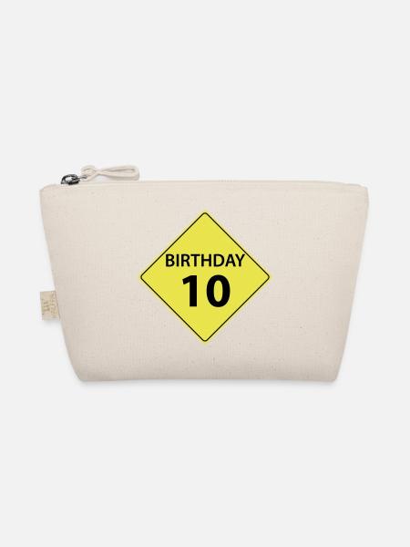 Verkehrsschild Geburtstag 10. 10 - Bio-Täschchen - Natur - Vorne