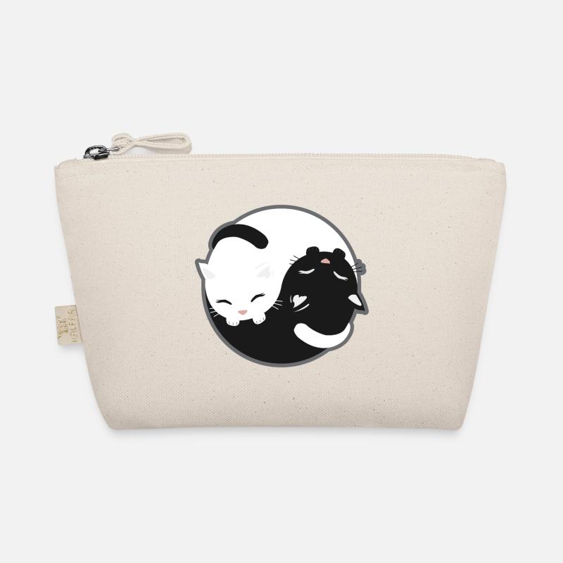 Katze - Yin Yang Katzen Schwarz und Weiß Geschenk - Bio-Täschchen - Natur