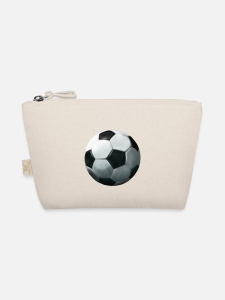 Klassischer Schwarzweiß Fußballball - Bio-Täschchen - Natur