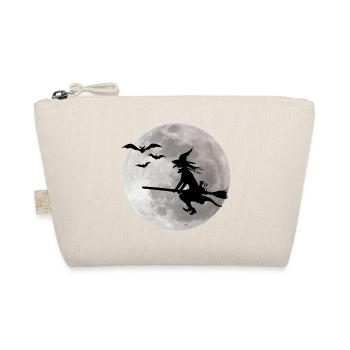 Halloween Hexe mit Katze fliegt am Himmel - Bio-Täschchen - Natur - Vorne