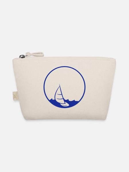 sun big round circle sea waves boat sailing sc - Organic Pouch - nature - Front