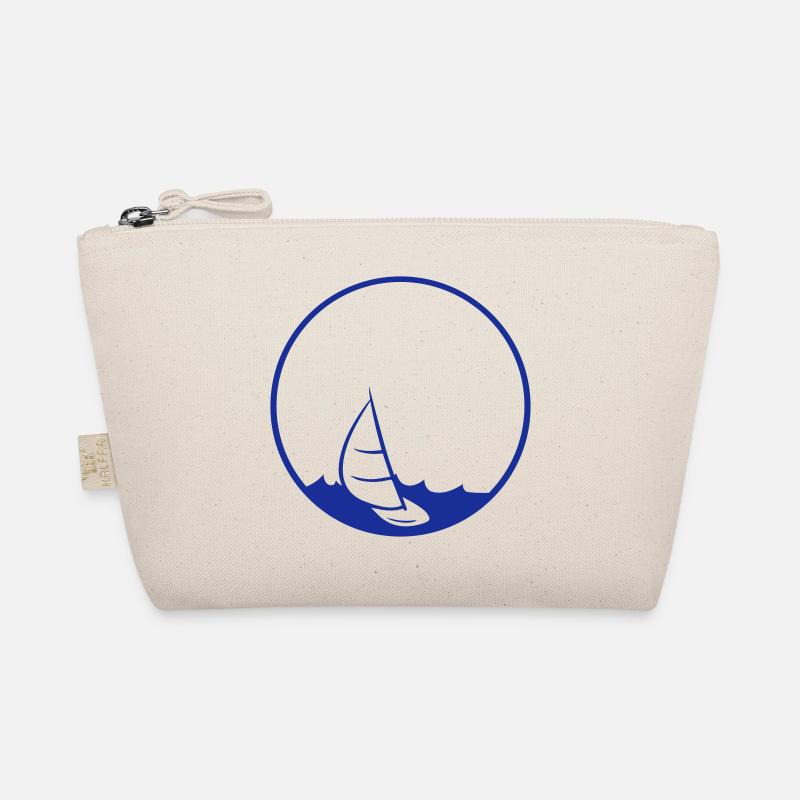 sun big round circle sea waves boat sailing sc Organic Pouch