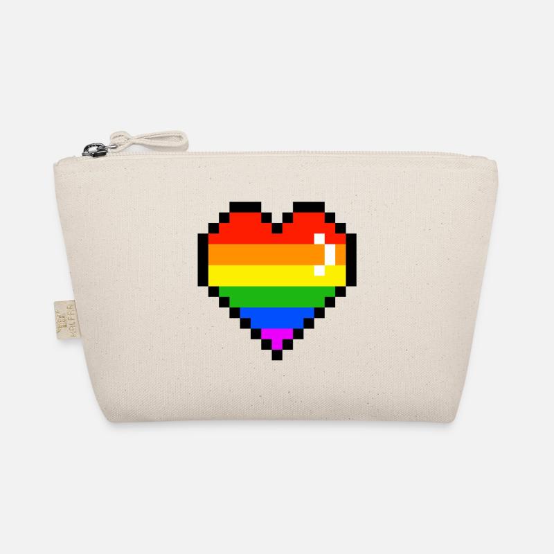 Herz regenbogen - Bio-Täschchen - Natur