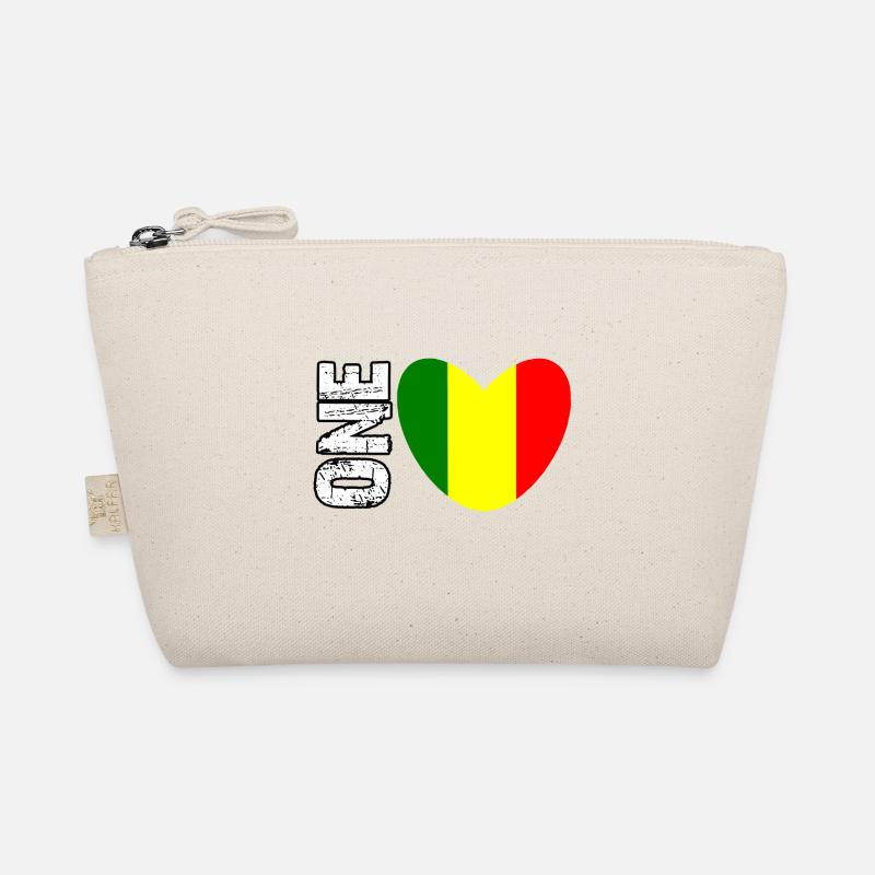 Mali Flag Heart with GONE Text - Organic Pouch - nature