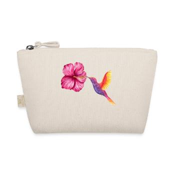 Hummingbird and Hibiscus in Watercolor - Organic Pouch - nature - Front