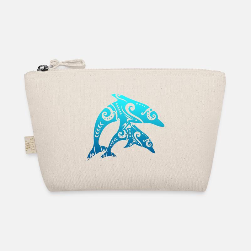 Maori Pair Dolphins Tribal Tattoo Blue Gift Organic Pouch