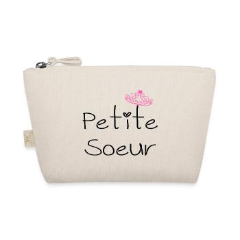 Design de cœur et texte Petit Soeur - Trousse biologique - nature - Devant