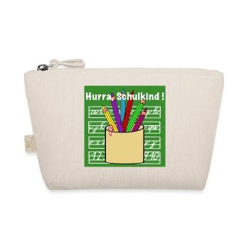 Schulkind mit Buntstiften und Schreibblock - Bio-Täschchen - Natur - Vorne