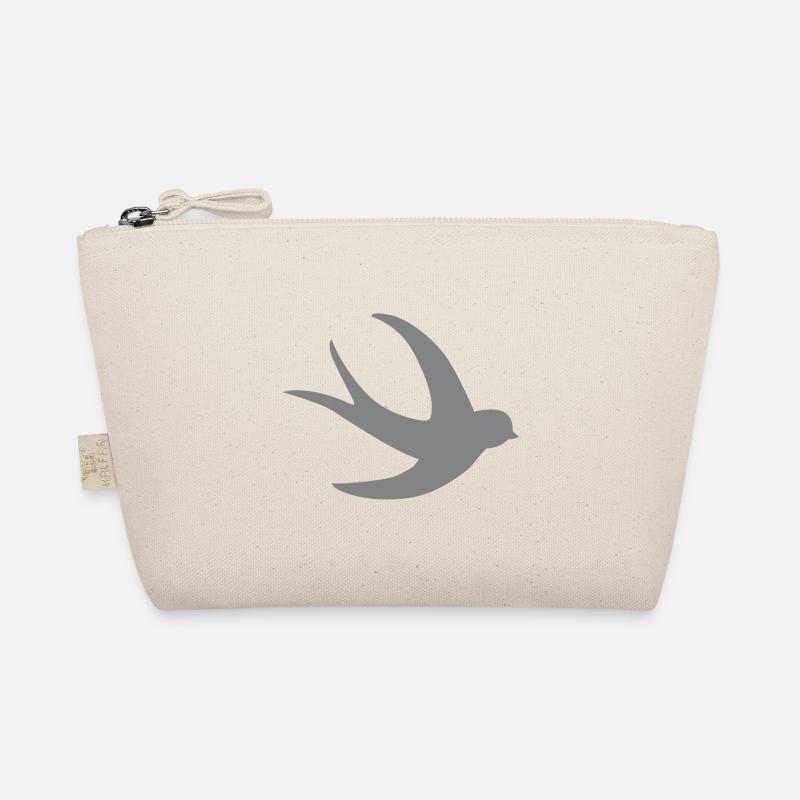 single flying swallow bird in grey Organic Pouch