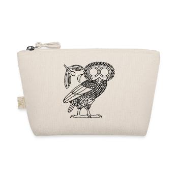 Owl of Athena [Black Outline + Wreath & Crescent] - Organic Pouch - nature - Front