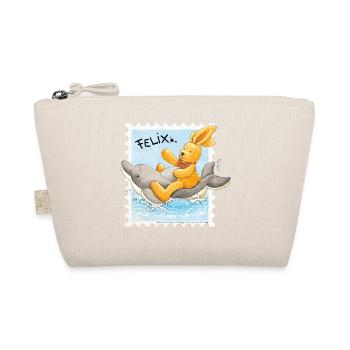 Felix der Hase reitet auf Delfin - Bio-Täschchen - Natur - Vorne