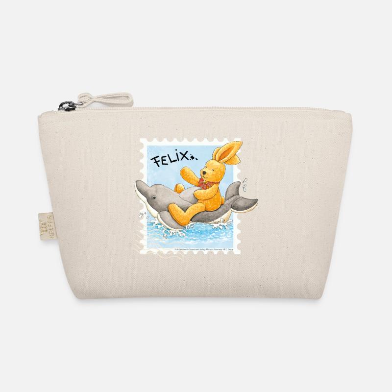 Felix der Hase reitet auf Delfin - Bio-Täschchen - Natur
