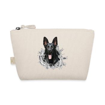 Schwarzer Schäferhund im Glas Loch - Bio-Täschchen - Natur - Vorne