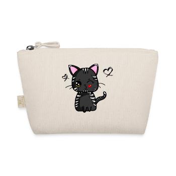 Kawaii cat with kissing mouth (black) | Kawaii animals - Organic Pouch - nature - Front