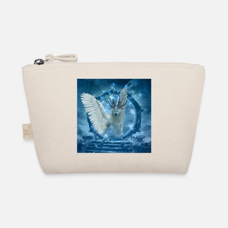 Awesome white wolf with wings - Organic Pouch - nature