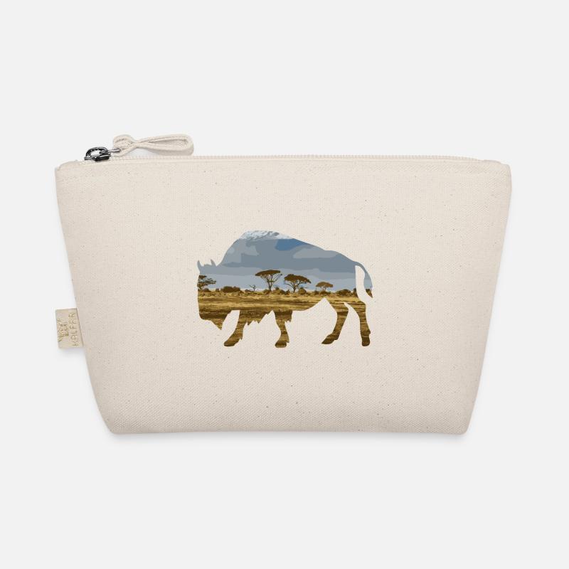 Double exposure animal bison gift idea Organic Pouch