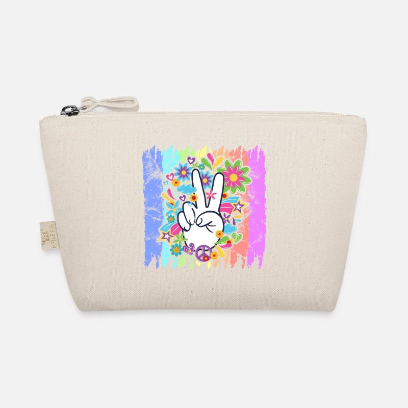 Hippie Peace Regenbogen | Hippies 60er Geschenke - Bio-Täschchen - Natur