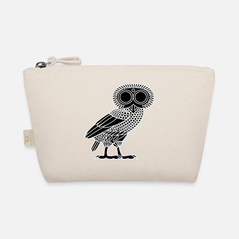 Eule der Athene [Schwarz (nur Eule)] Bio-Täschchen