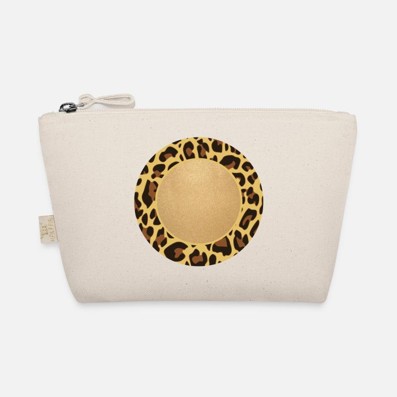 Leopard Pattern Leopard Print Circle Frame Name Organic Pouch