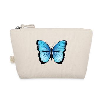 blue butterfly hand drawn and colored - Organic Pouch - nature - Front
