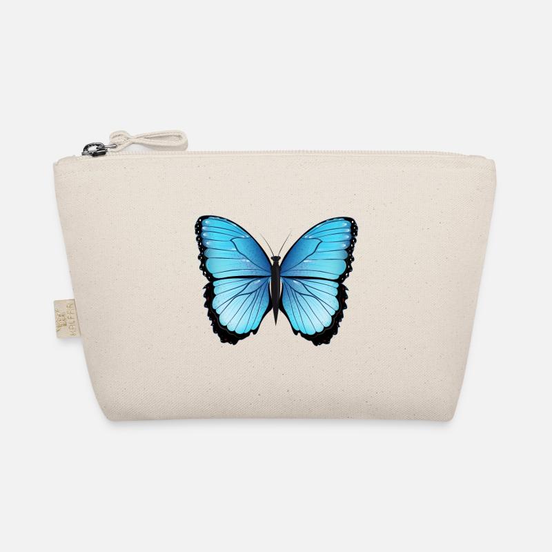 blue butterfly hand drawn and colored Organic Pouch