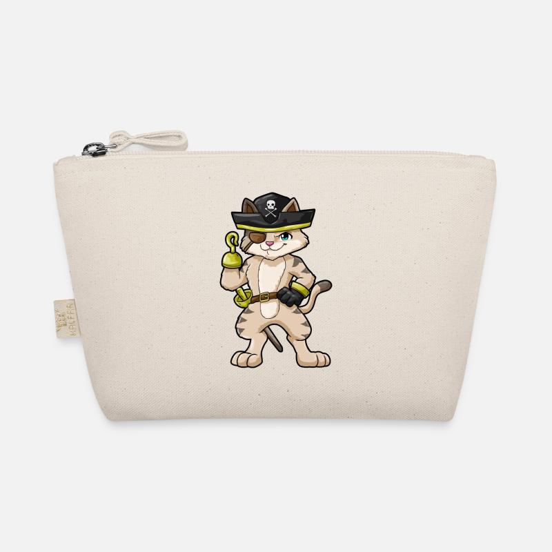 Cat as a pirate with a dagger and saber Organic Pouch