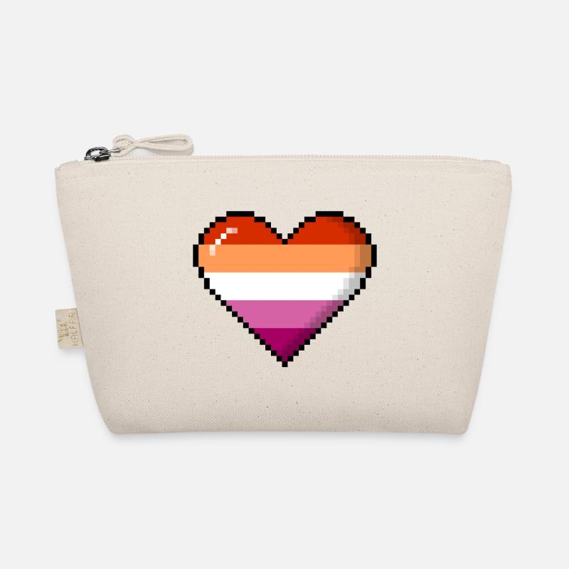 Lesbian Pride 8Bit Pixel Heart Organic Pouch