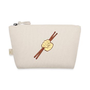 Drumming Shirt For Drummers "Drumsticks Hand" - Organic Pouch - nature - Front