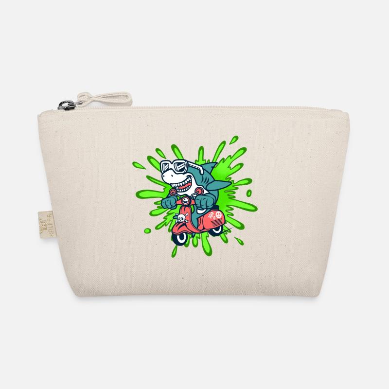 Shark Funny Moped Moped Roller Comic Organic Pouch