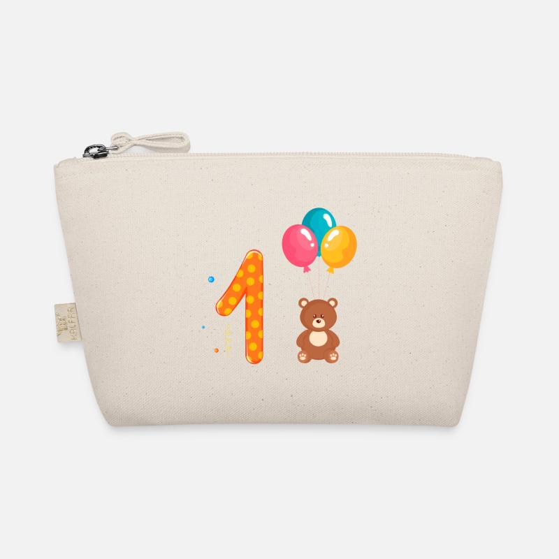 First Happy Birthday Teddy Bear with Air Balloons - Bio-Täschchen - Natur