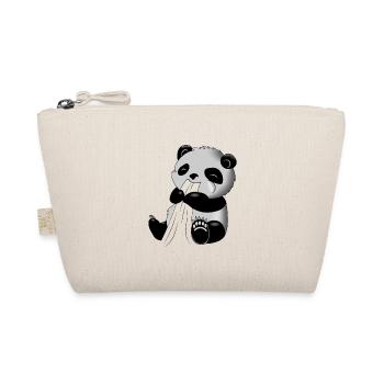 Panda Eats T-Shirt | Cute panda design - Organic Pouch - nature - Front