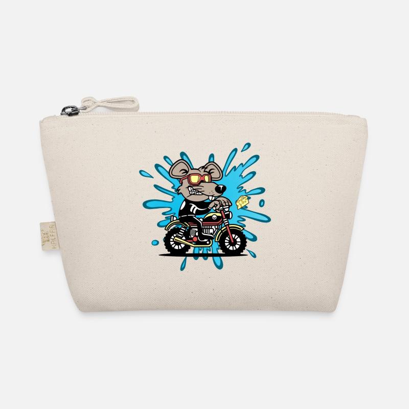 Maus Ratte Käse Motorrad Comic Cartoon - Bio-Täschchen - Natur