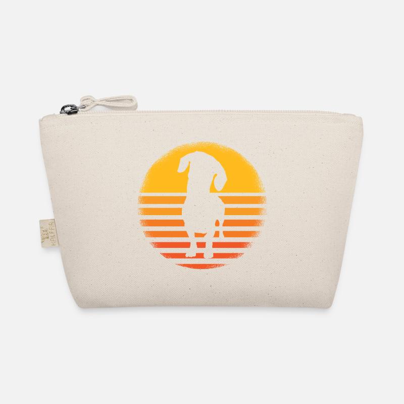 Dachshund Teckel Silhouette with retro sun Organic Pouch