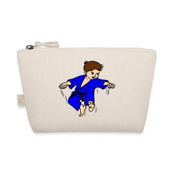 Blue suit Karate child or judo child with black belt - Organic Pouch - nature - Front