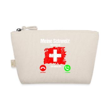 Schweiz Schweizer Flagge ruft an lustiger Spruch - Bio-Täschchen - Natur - Vorne