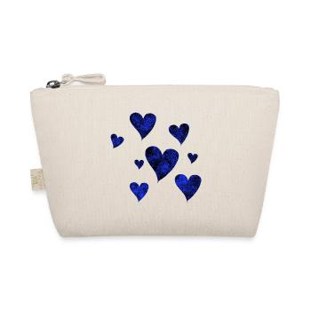 Blaue Herzen Liebe Farbspritzer Schwarz Geschenk - Bio-Täschchen - Natur - Vorne