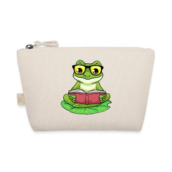 Frog Nerd Book Glasses - Organic Pouch - nature - Front