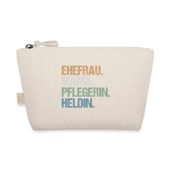 Pflegerin Pflege Mama Ehefrau Heldin Spruch Retro - Bio-Täschchen - Natur - Vorne