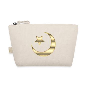 Islam: The Crescent Moon and Star - Gold Plated - Organic Pouch - nature - Front