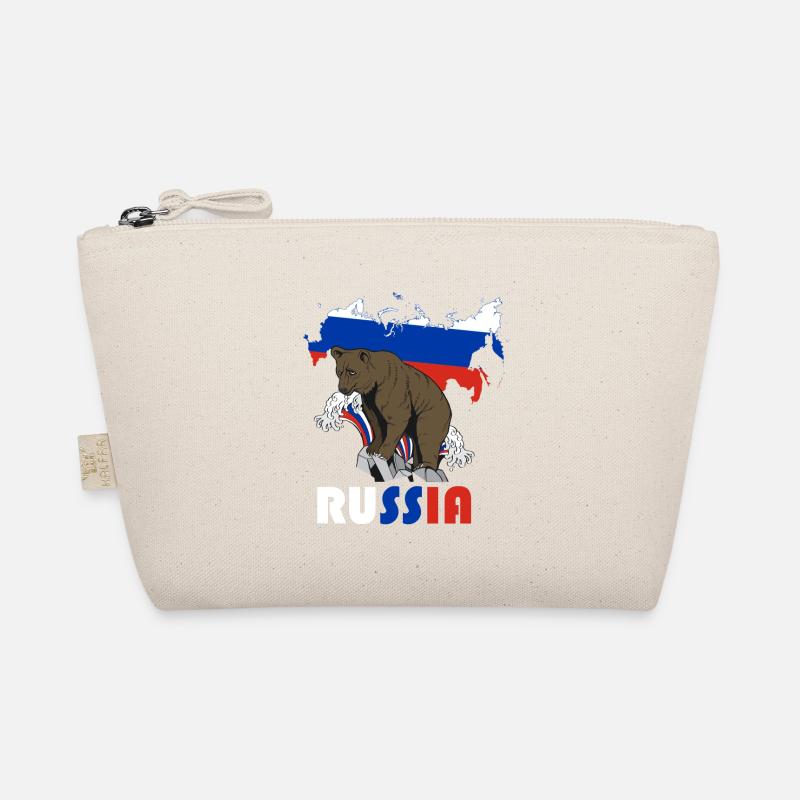 Russia bear design with map and flag Organic Pouch