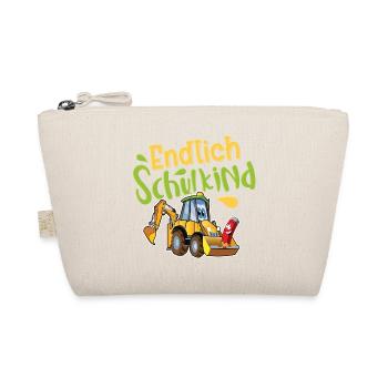 Endlich Schulkind Bagger - Bio-Täschchen - Natur - Vorne