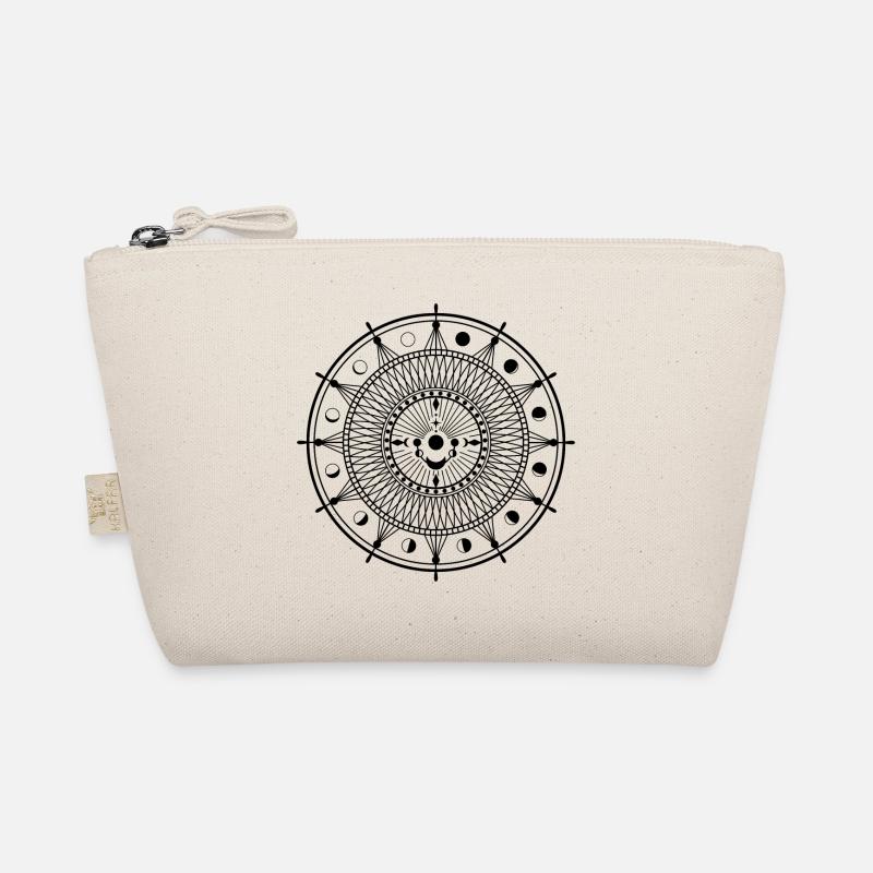Moon phases geometry black Organic Pouch