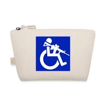 Image of a wheelchair user with a rifle # - Organic Pouch - nature - Front