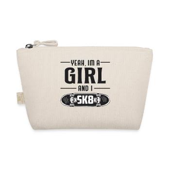 Skater Girl Mädchen Longboard Skaten Geschenk - Bio-Täschchen - Natur - Vorne