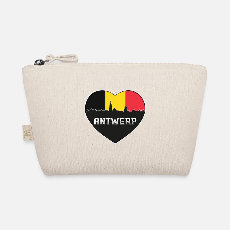 Antwerp Belgium Skyline Silhouette Belgian Flag Organic Pouch