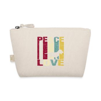 Dachshund Rauhaardackel Peace Love Retro Spruch - Bio-Täschchen - Natur - Vorne