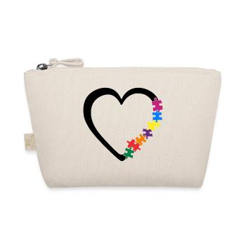 Autism Awareness Heart Colorful Puzzle Pieces - Organic Pouch - nature - Front