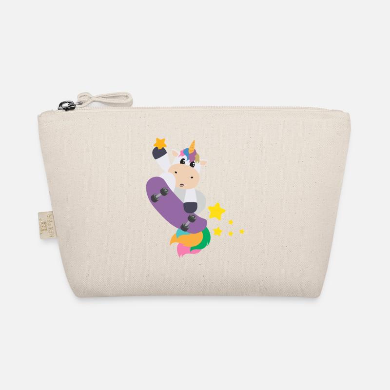 Einhorn Skateboarden Magie Sterne Kindergeschenk - Bio-Täschchen - Natur